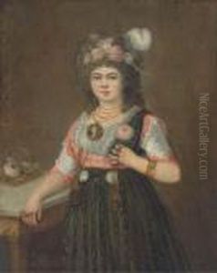 Portrait Of A Lady, Three Quarter-length, With Her Right Hand On Atable by Francisco Goya Fuendetodos