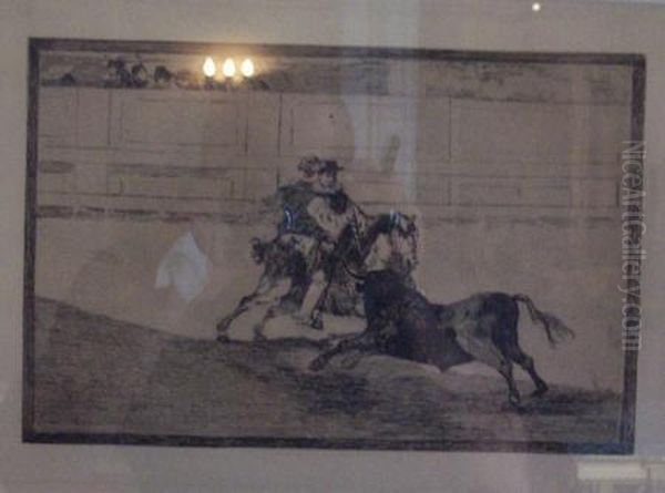 Un Caballero Espanol En Plaza Quebrando Rejoncillos Sin Auxilio Delos Chulos - view 1