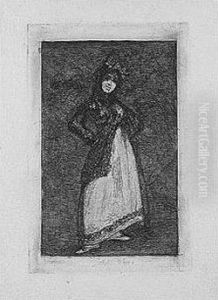 A Maja With Dark Background (d.28; H.30) by Francisco Goya Fuendetodos