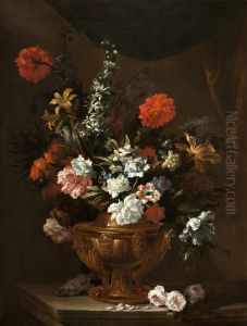 Flowers in a Sculptured Vase by Jean-Baptiste Monnoyer