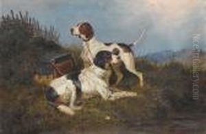 An English Setter And A Pointer In A Highland Landscape by Colin Graeme Roe