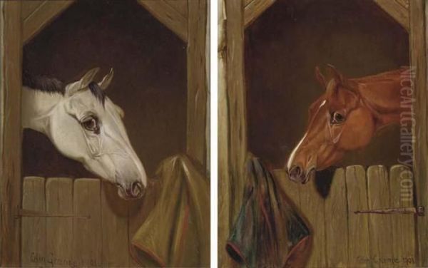 A Grey At A Stable Door; And A Chestnut At A Stable Door - view 1