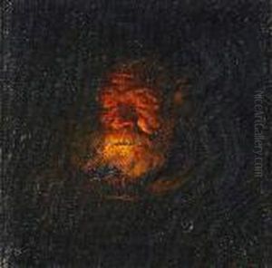 Anciano A La Luz De Una Vela by Luis Graner Arrufi
