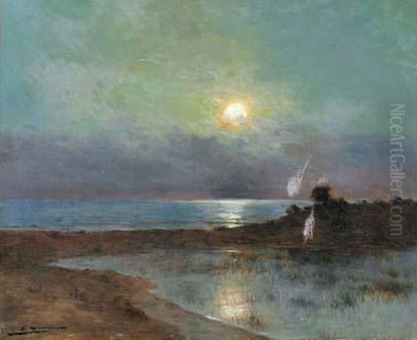 Marine Et Etang Au Clair De Lune - view 1
