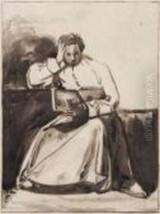 Etude De Moine Lisant. by Francois-Marius Granet