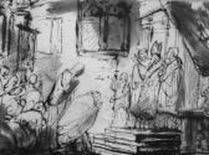Eveque Benissant Les Fideles by Francois-Marius Granet