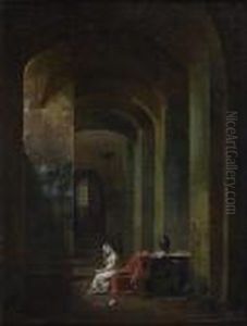 Jeune Fille Se Recueillant Dans L'eglise Souterraine De San Martinoin Monte, Rome by Francois-Marius Granet