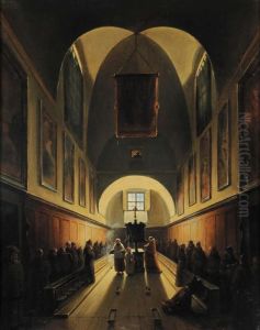 Interno Della Chiesa Dei Cappuccini In Piazza Barberini A Roma by Francois-Marius Granet