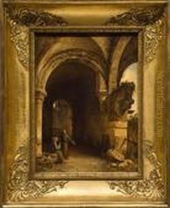 Exterior De Iglesia Con Monjes by Francois-Marius Granet