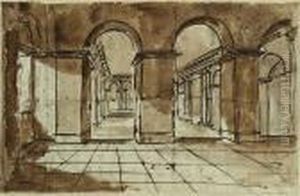Interior Architectural Studies Of Arches: Two by Francois-Marius Granet
