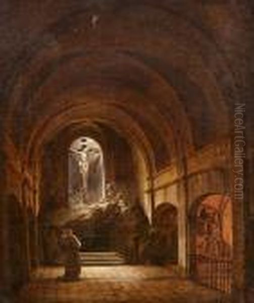 A Monk In A Church Interior - view 1