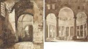 Les Souterrains D'un Palais Romain; Et Une Vue De L'eglise De Sanstefano Rotondo A Rome Les Souterrains D'un Palais Romain; Et Une Vue De L'eglise De Sanstefano Rotondo A Rome