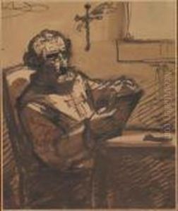 Moine Dans Sa Cellule by Francois-Marius Granet