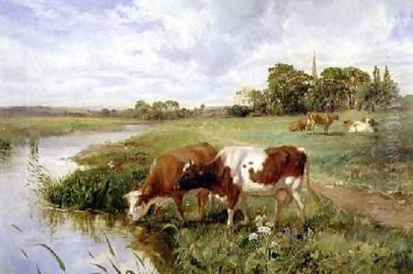 Landscape with cows by a river 1857 - view 1