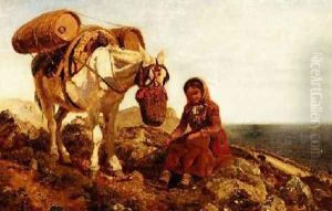 An Italian Shepherdess on the Corniche Near Nice by Henry Moore