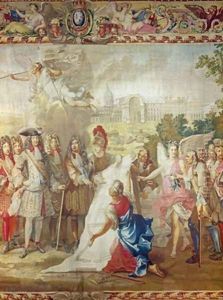The Construction of Les Invalides in 1670 central detail from The History of the King after Adam Frans Van der Meulen 1632-90 and Charles Le Brun 1619-90 Gobelins Workshop by Adam Frans van der Meulen