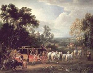 Louis XIV 1638-1715 in his state coach by Adam Frans van der Meulen