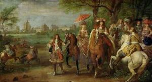 View of the Chateau de Vincennes with Louis XIV 1638-1715 and Maria Theresa 1638-83 of Austria 1669 by Adam Frans van der Meulen