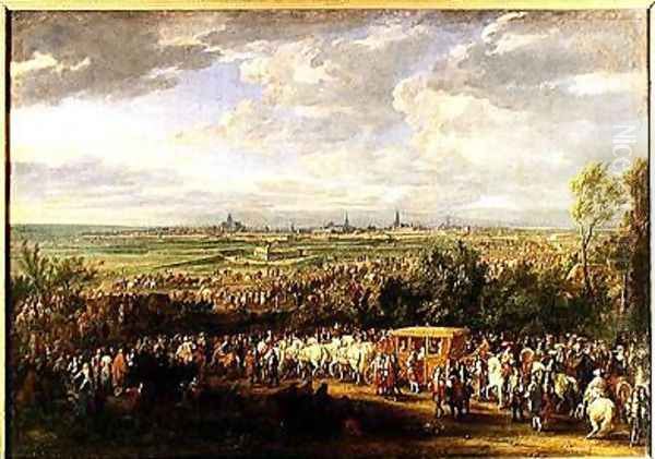 The Entry of Louis XIV 1638-1715 and Marie-Therese 1638-83 of Austria in to Arras 30th July 1667 1685 - view 1