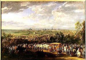 The Entry of Louis XIV 1638-1715 and Marie-Therese 1638-83 of Austria in to Arras 30th July 1667 1685