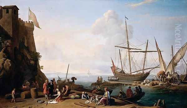 Mediterranean Harbour Scene c. 1758 - view 1