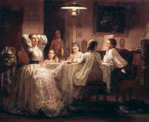 Sewing of the Dowry, 1866 by Vasily Maximov
