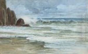 Shoreline And Crashing Waves by Percy Gray