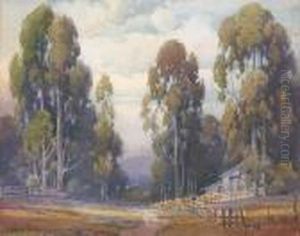 A Farmhouse Under Eucalyptus Trees by Percy Gray