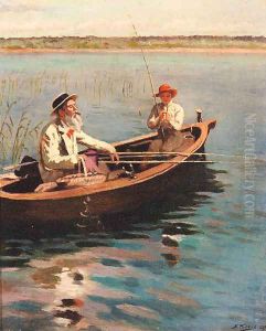 Fishing on a Lake on a Summer's Day by Aleksandr Vladimirovich Makovsky