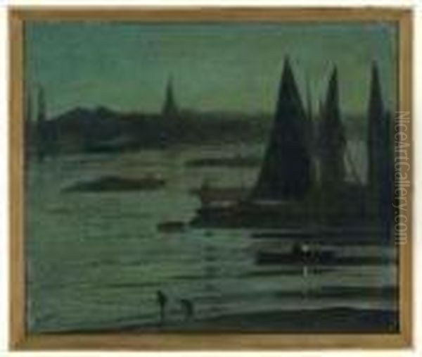 Shipping On A River By Moonlight - view 1