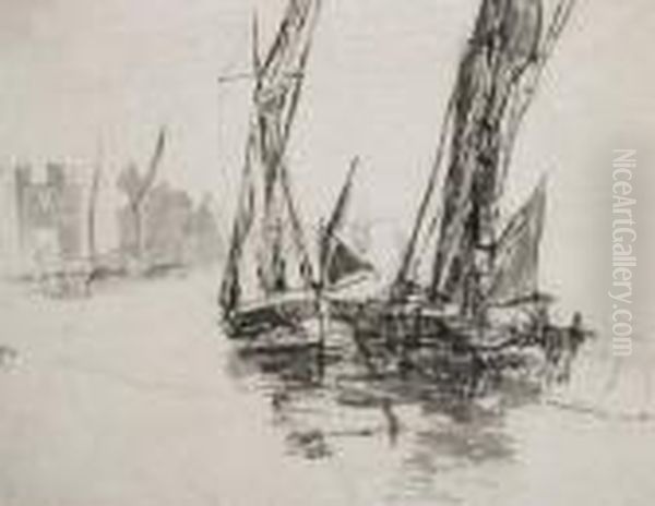 Study For Thames Barges - Lindsey Wharf - view 1