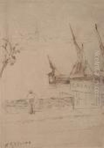 Creaves Boat Builder At The Embankment by Walter Greaves