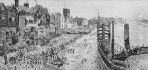A Rowing Regatta On The Thames Before The Adam & Eve Tavern by Walter Greaves