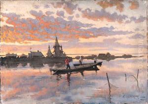Riverscape by Aleksandr Vladimirovich Makovsky