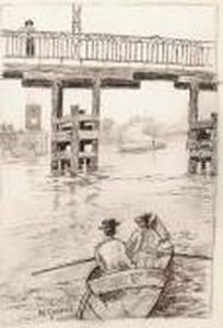 The South West Corner Of Oakley
Street, With Old Cadogan Pier; And Old Battersea Bridge (illustrated) by Walter Greaves