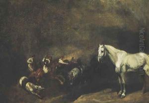 Battle of Light Cavalrymen and a Study of a Horse by Piotr Michalowski