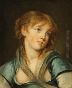 Portrait Of A Young Woman In Blue by Jean Baptiste Greuze