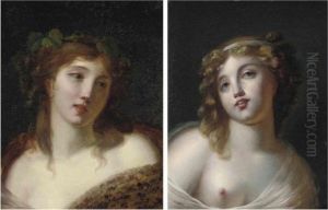 Portrait Of A Lady, Bust-length, With A Wreath In Her Hair by Jean Baptiste Greuze