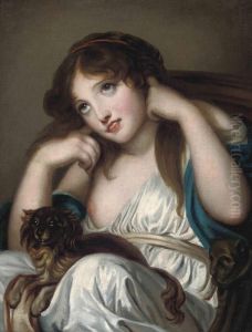 Greuze A Young Girl, Blocking Her Ears, With A Dog - An Allegory Of Thesense Of Hearing by Jean Baptiste Greuze