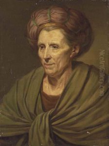 Portrait Of A Woman,
Bust-length, With A Brown Turban And Greenshawl With Inscription 'fait
Par Jean Baptiste Greuze A L'age De 47 Ans' by Jean Baptiste Greuze