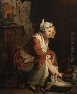 Jeune Femme Lavant Du Linge by Jean Baptiste Greuze