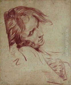 Tete D'homme Assoupi by Jean Baptiste Greuze