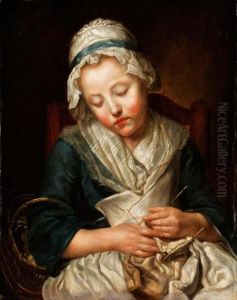 Tricoteuse Endormie by Jean Baptiste Greuze