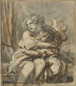 Two Frightened Children Comforting Each Other