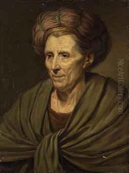 Portrait Of A Woman, Bust-length, With A Brown Turban And Greenshawl - view 1