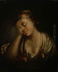 Jeune Femme Et Son Oiseau by Jean Baptiste Greuze