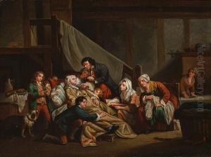 The Paralytic Man Helped By His Children by Jean Baptiste Greuze