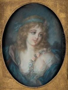 Jeune Fille En Flora. by Jean Baptiste Greuze