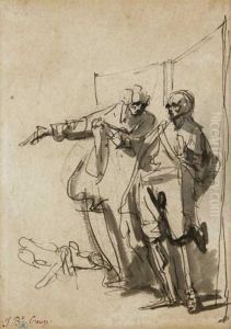 Etude De Deux Personnages by Jean Baptiste Greuze