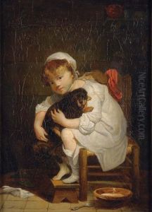Petite Fille Au Chien by Jean Baptiste Greuze